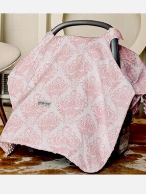 NWOT Canopy Couture Angelina Damask Baby Girl Car Seat Canopy Shield Infant